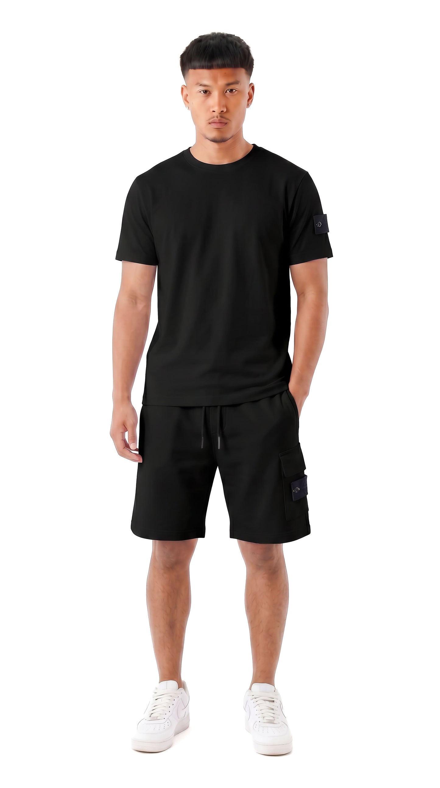 Ensemble short et t-shirt homme Patch NEO Noir STYCLOV au style streetwear moderne avec coupe confortable et plusieurs coloris.