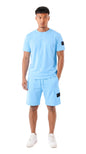 Ensemble short et t-shirt homme Patch NEO Bleu STYCLOV au style streetwear moderne avec coupe confortable et plusieurs coloris.