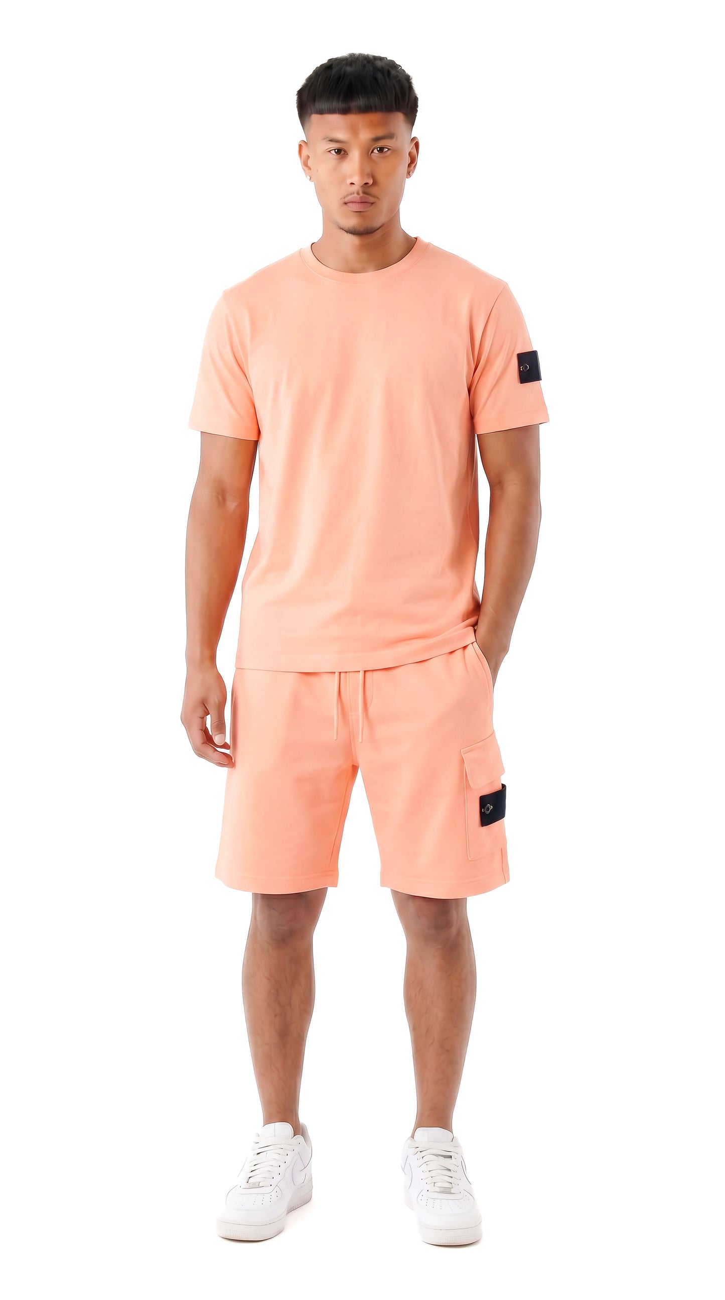 Ensemble short et t-shirt homme Patch NEO Saumon STYCLOV au style streetwear moderne avec coupe confortable et plusieurs coloris.
