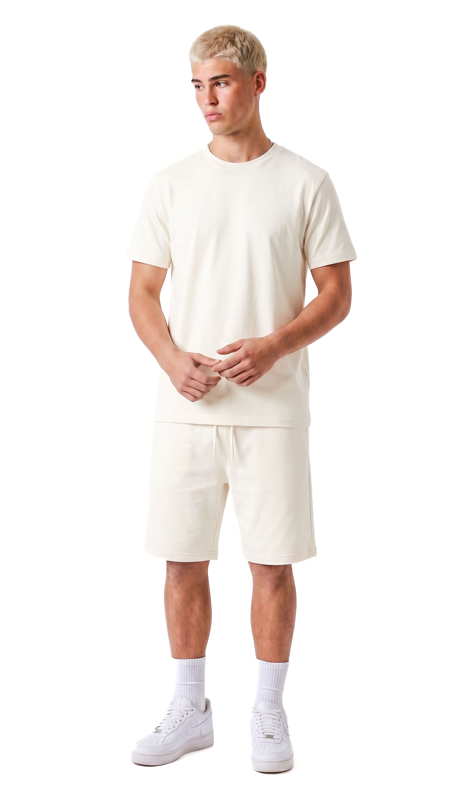 Ensemble short et t-shirt homme Morpheus Blanc STYCLOV au style minimaliste avec coupe moderne et confort au quotidien.