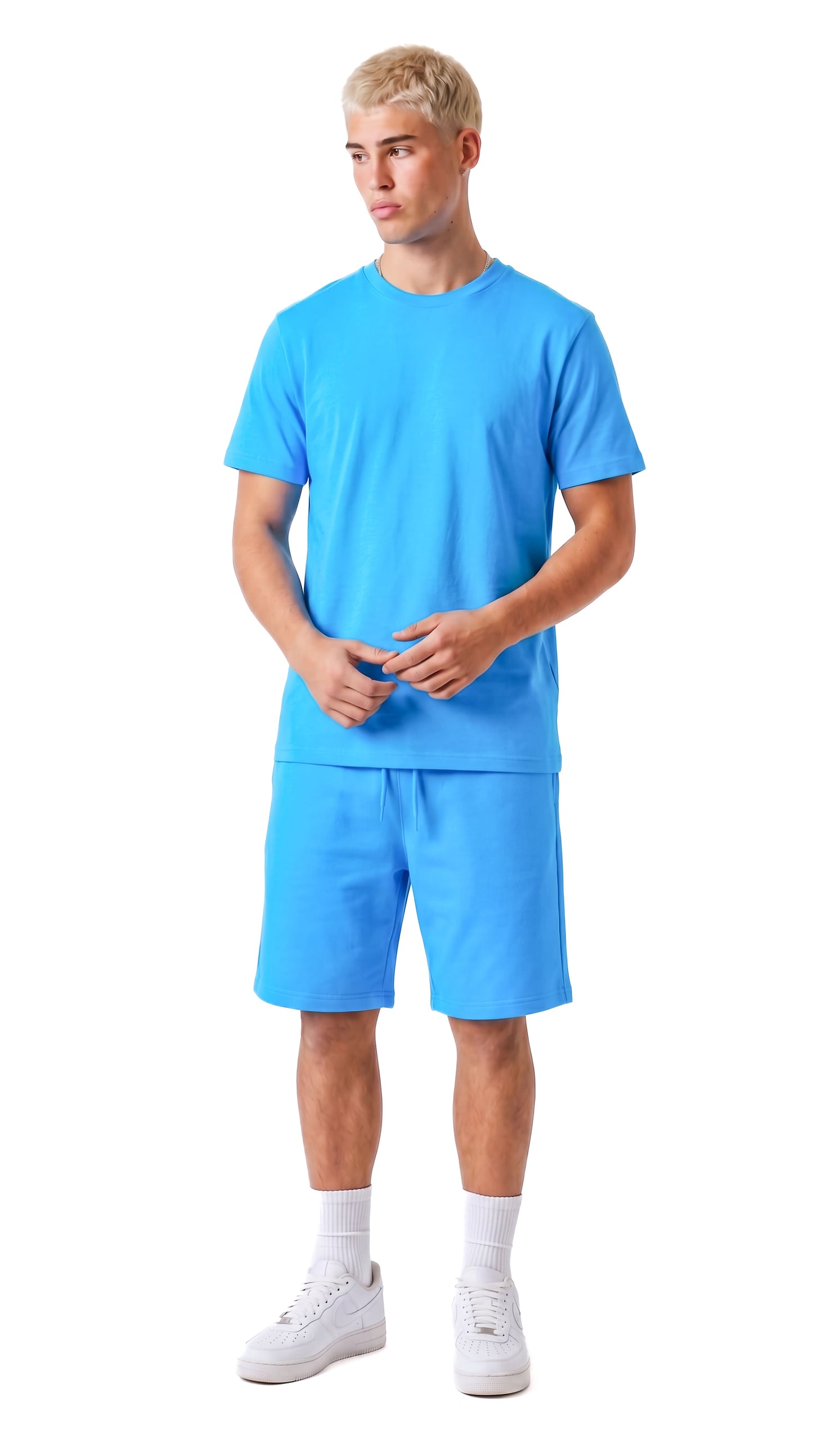 Ensemble short et t-shirt homme Morpheus Bleu STYCLOV au style minimaliste avec coupe moderne et confort au quotidien.