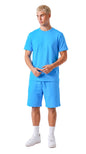 Ensemble short et t-shirt homme Morpheus Bleu STYCLOV au style minimaliste avec coupe moderne et confort au quotidien.