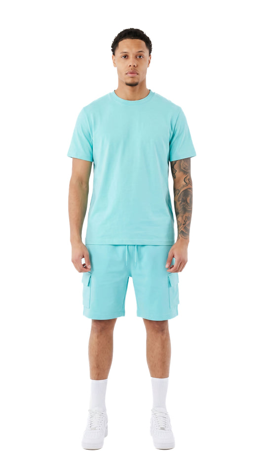 Ensemble short et t-shirt homme Tank Cargo Green Nil STYCLOV avec short cargo et style streetwear moderne pour l'été.