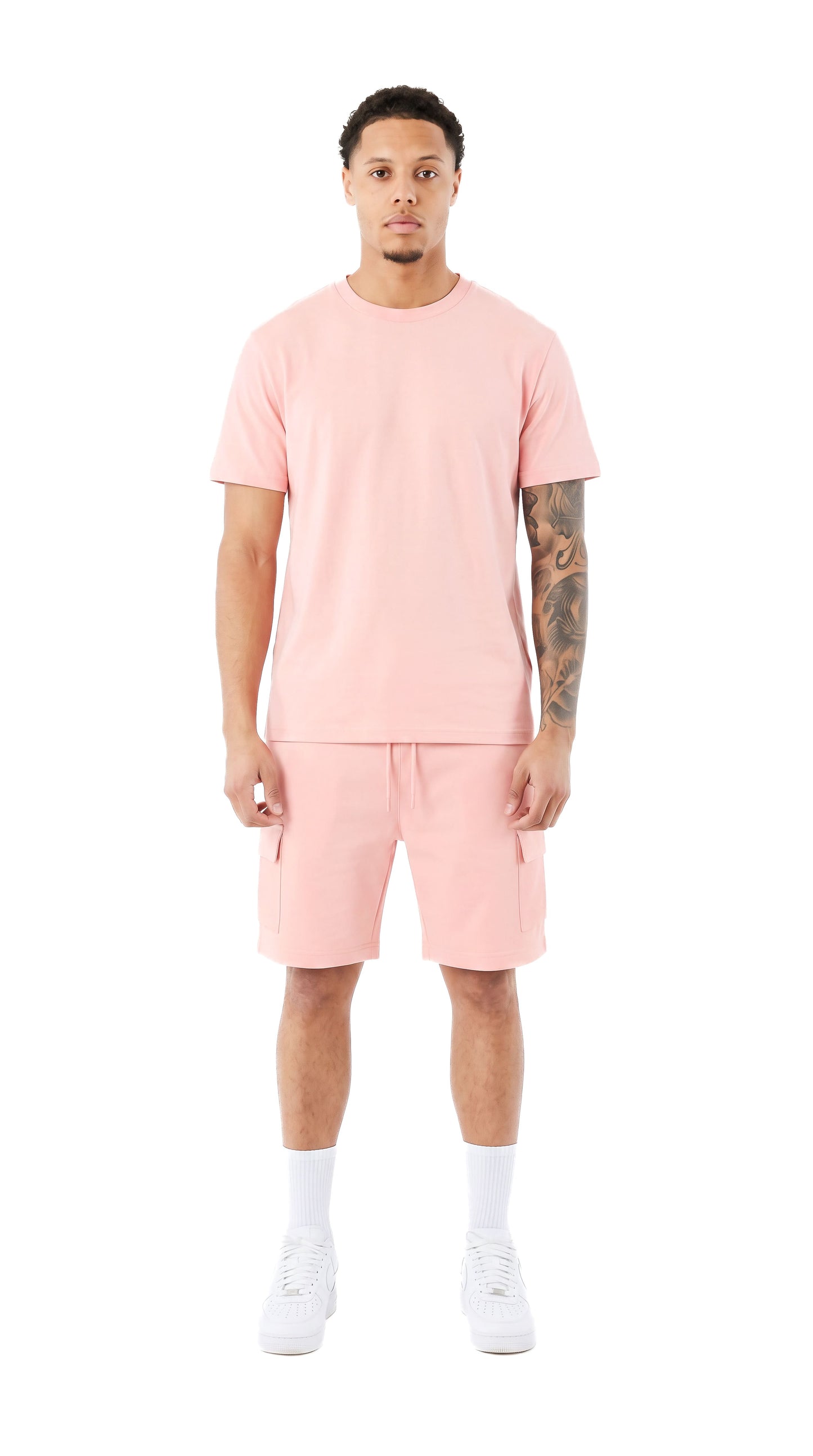 Ensemble short et t-shirt homme Tank Cargo Rose STYCLOV avec short cargo et style streetwear moderne pour l'été.