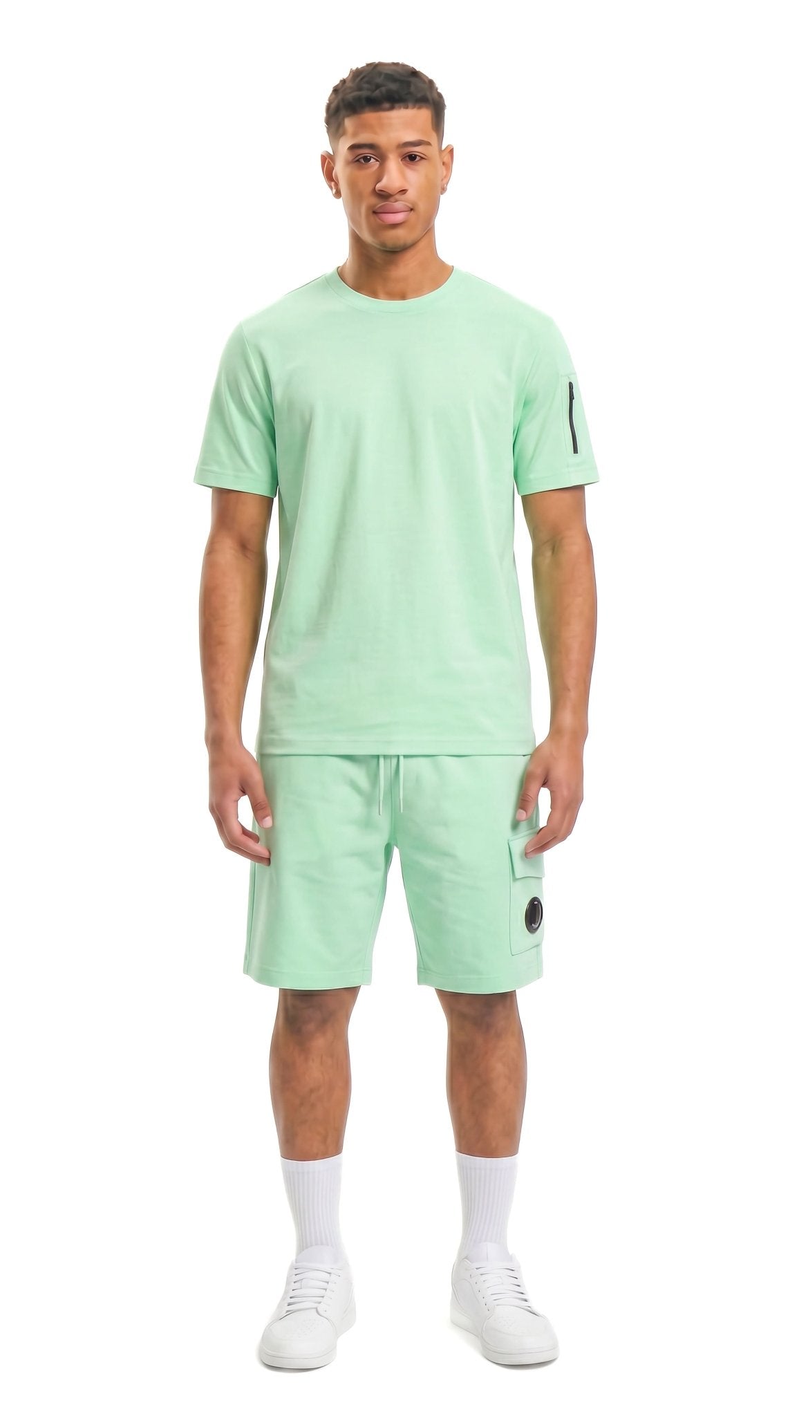 Ensemble short et t-shirt homme Capsule Trinity Pistache STYCLOV au design streetwear premium avec détails modernes et coupe confortable.