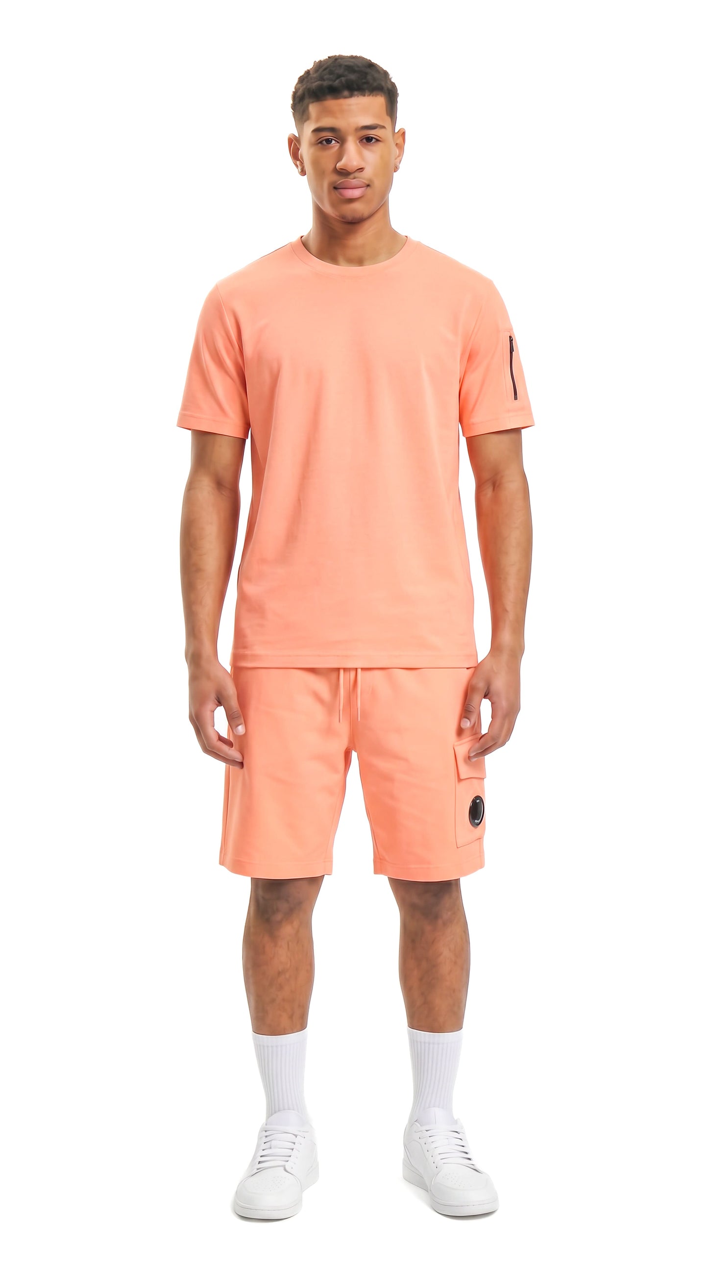 Ensemble short et t-shirt homme Capsule Trinity Saumon STYCLOV au design streetwear premium avec détails modernes et coupe confortable.