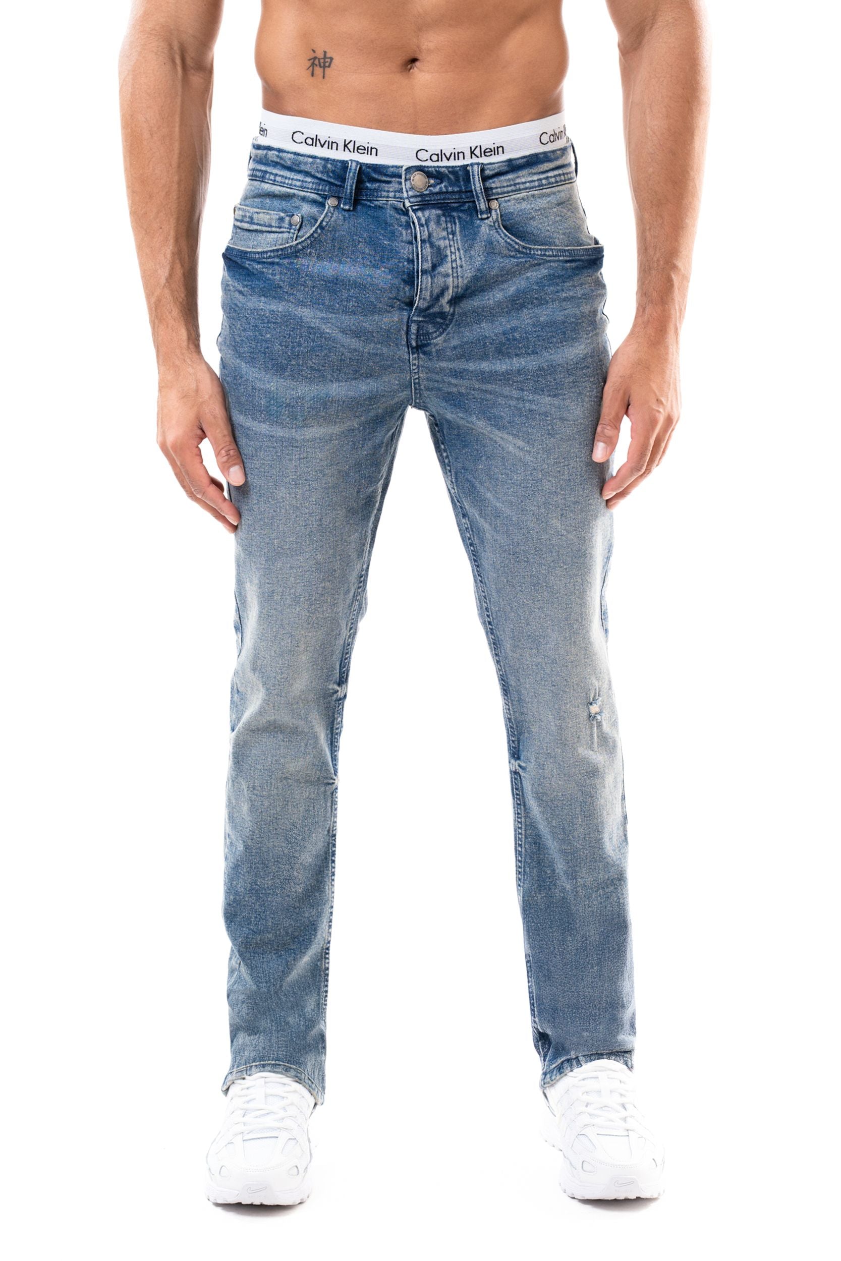 Jean slim homme BI 214 bleu délavé, vue de face – STYCLOV