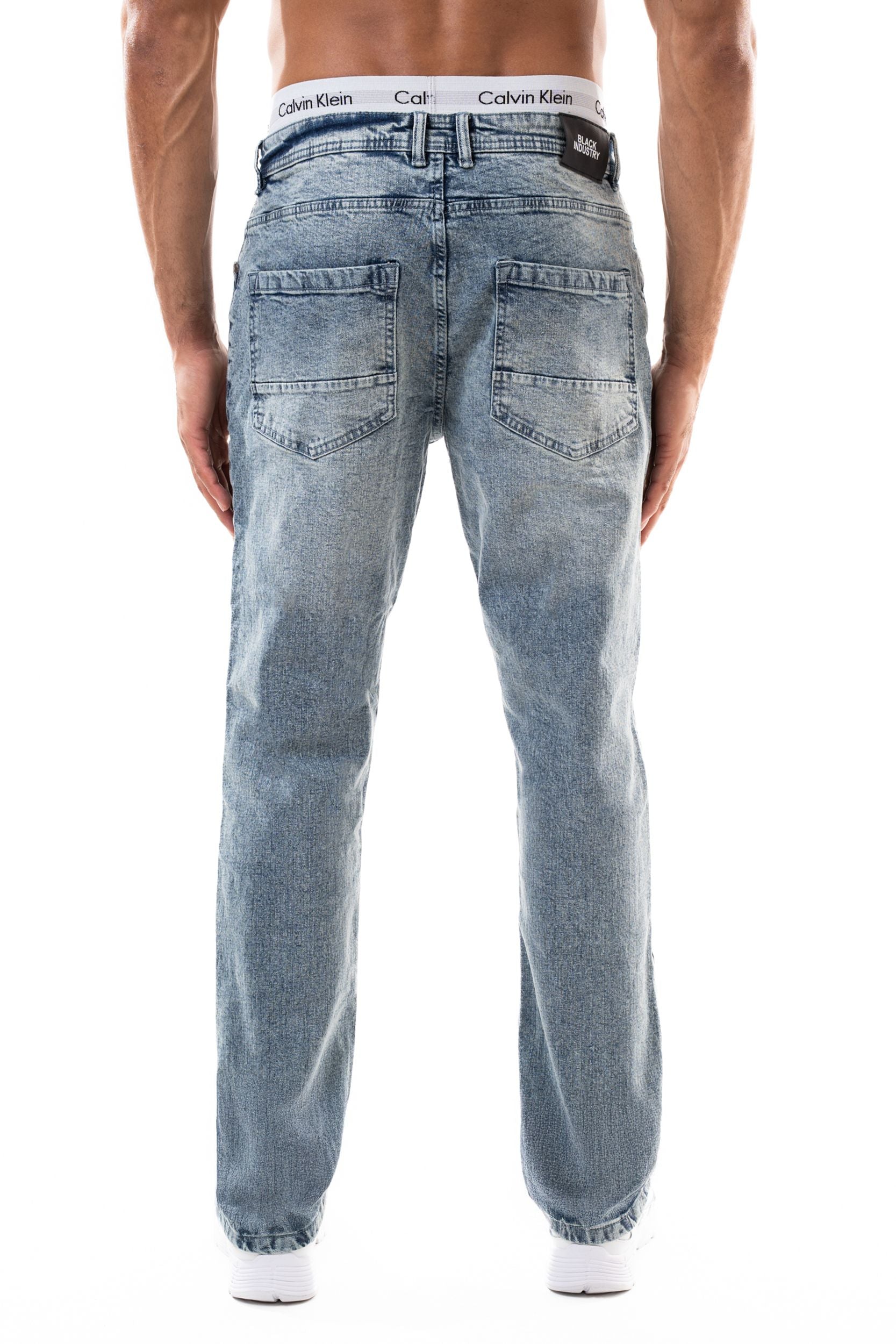 Jean slim homme BI 216 délavé, vue de dos – STYCLOV