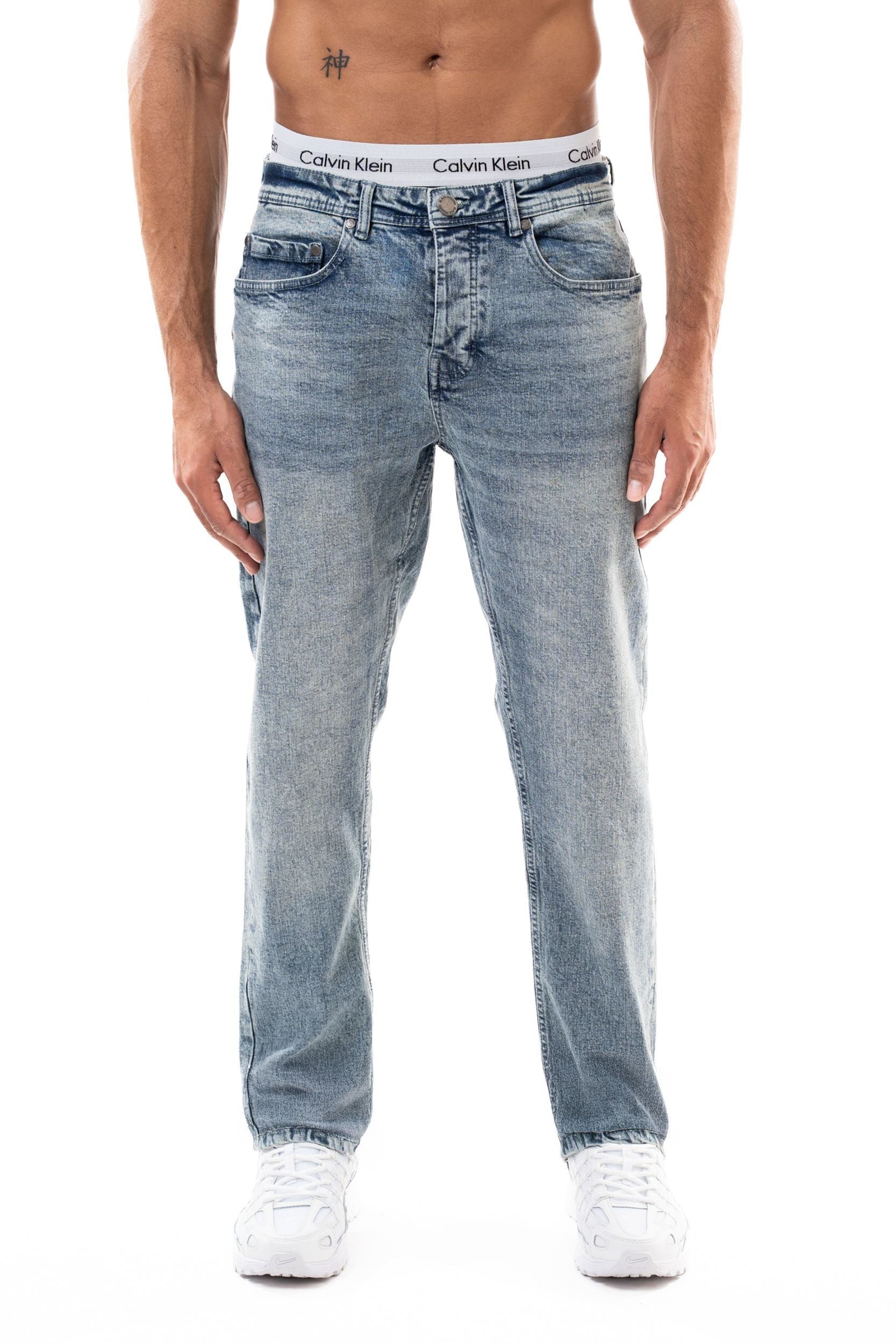 Jean slim homme BI 216 délavé, vue de face – STYCLOV