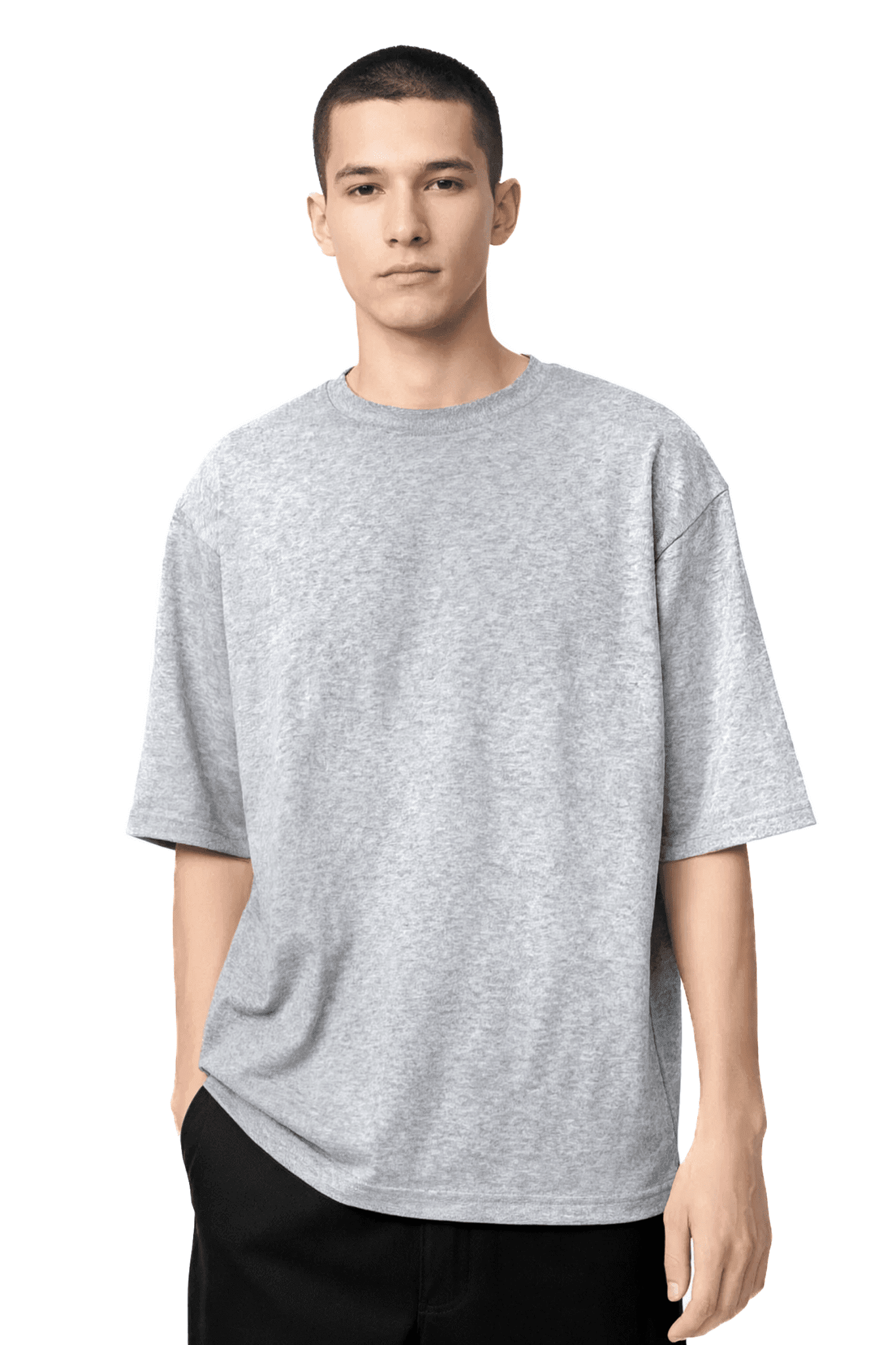 Homme portant le T-shirt OKEN Oversize 230 GSM, plusieurs coloris disponibles, STYCLOV, au style streetwear moderne.