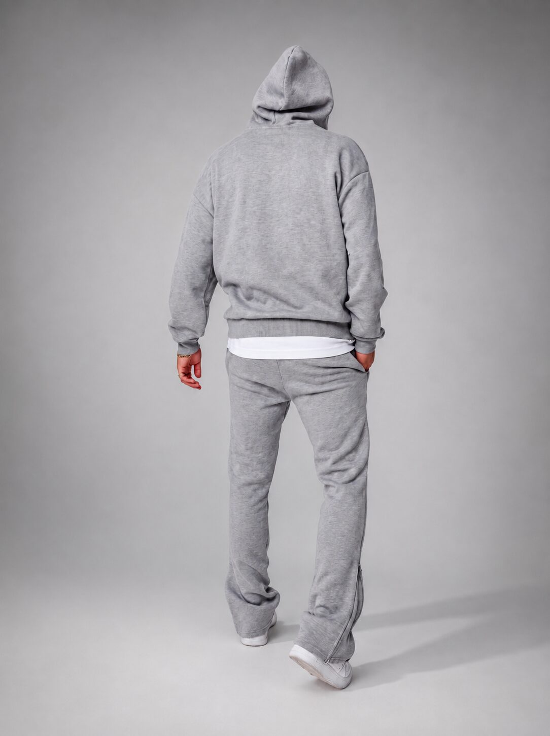 Survêtement KENZIR gris chiné porté par un homme, vue de dos